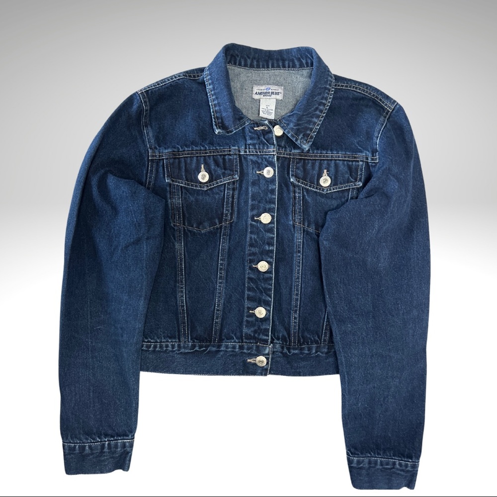 Anchor Dark Blue Denim Jacket Button Up Front